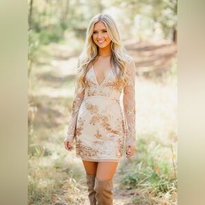 NWT Southern Fried Chics Rose Gold Poppin Sequin Mini Dress M